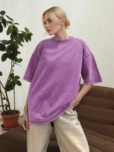 Loose Summer Old Casual Washed Minimalist Short Sleeve Cotton T-shirt